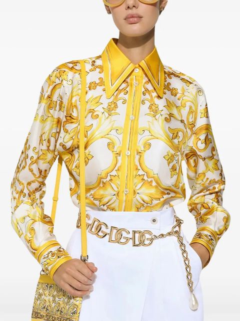 Dolce & Gabbana Majolica-print silk shirt - Yellow