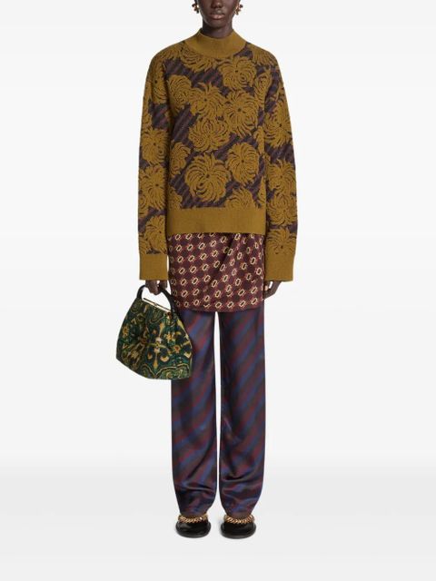 DRIES VAN NOTEN floral-jacquard sweater - Green
