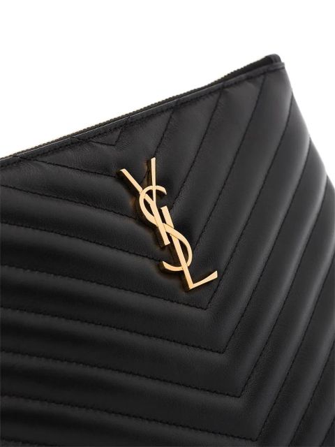 Saint Laurent Cassandre quilted leather cluch bag - Black