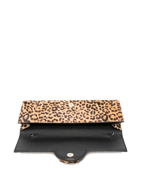 Aquazzura leopard-print ring-detail clutch - Brown