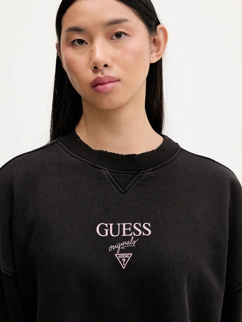 Guess Originals bluza bawełniana damska kolor czarny z nadrukiem W5BQ26 KCPR1