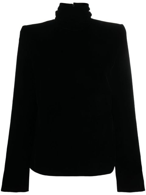 Saint Laurent high-neck velvet blouse - Black - zdjęcie produktu nr 1