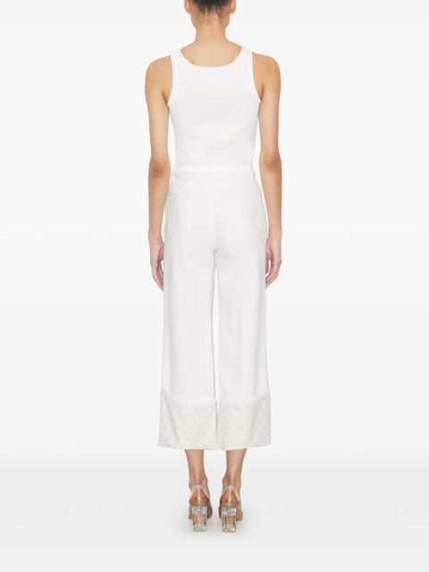 Tory Burch contrast-cuff straight-leg jeans - White