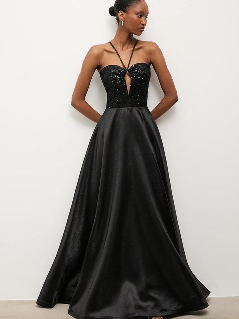 Answear.LAB sukienka kolor czarny maxi rozkloszowana - zdjęcie produktu nr 1