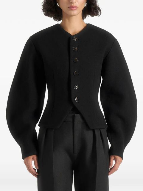 Manière De Voir Aya balloon-sleeve hourglass jacket - Black