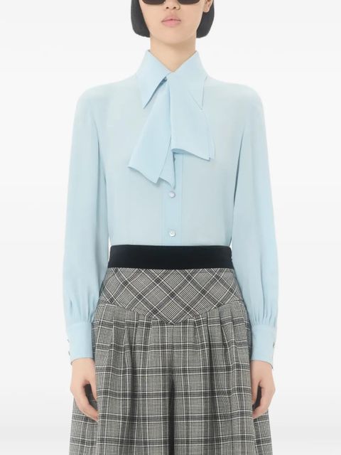 Valentino Garavani Crepe De Chine scarf-detail shirt - Blue