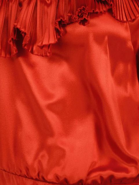 Saint Laurent ruffled asymmetric silk dress - Red