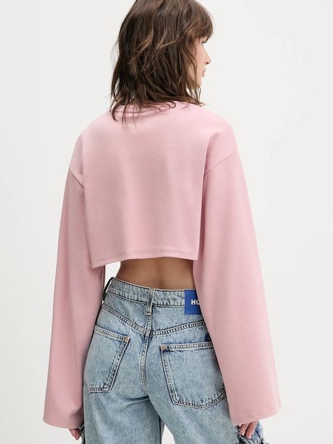 Hugo Blue bluza Daleisy_B damska kolor różowy z aplikacją 50553978