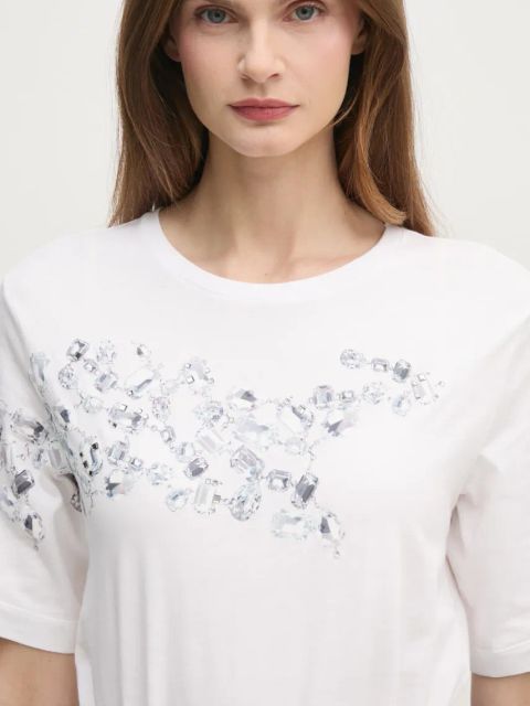 Sisley t-shirt bawełniany damski kolor biały 3096L106T