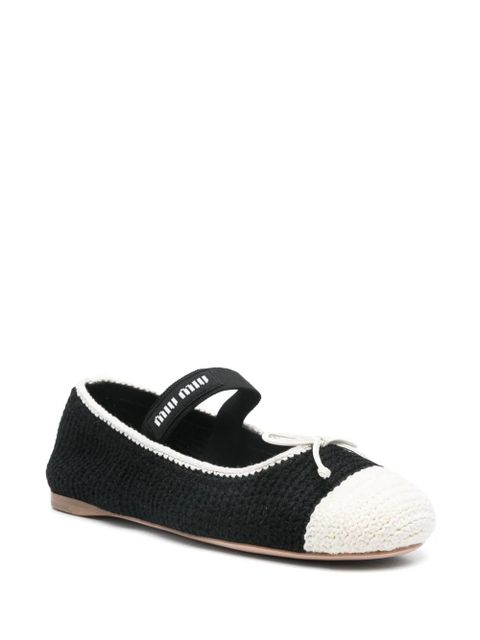 Miu Miu crochet-knit ballet flats - Black - zdjęcie produktu nr 2