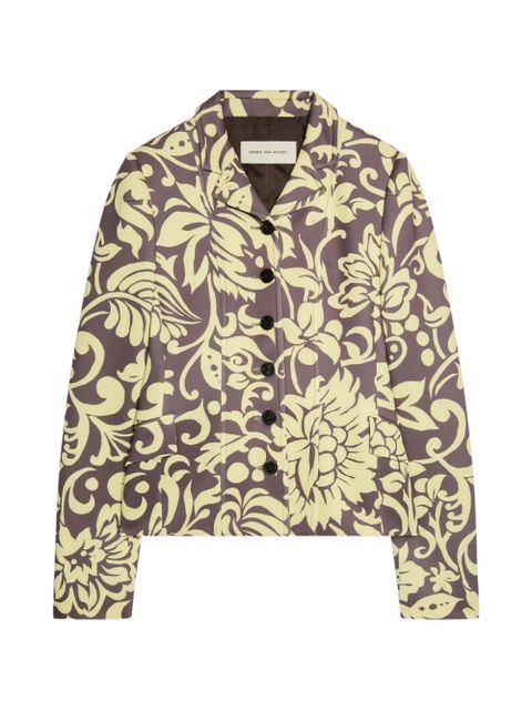 DRIES VAN NOTEN floral scuba blazer - Brown - zdjęcie produktu nr 1