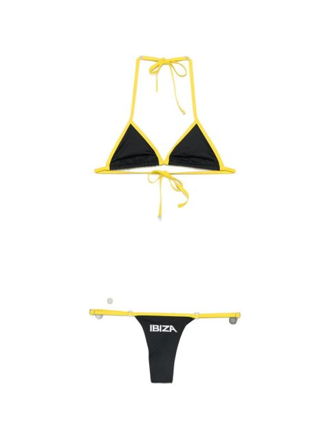 The Attico logo-print triangle-cup bikini - Black - zdjęcie produktu nr 1