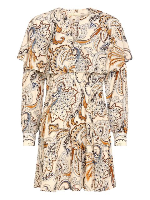 Marie Oliver Reeves ruffled paisley-print mini dress - Neutrals - zdjęcie produktu nr 1