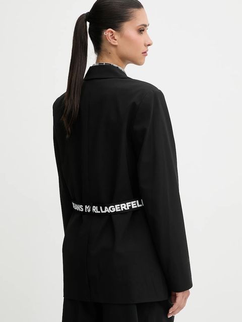 Karl Lagerfeld Jeans marynarka kolor czarny jednorzędowa gładka B1W14024