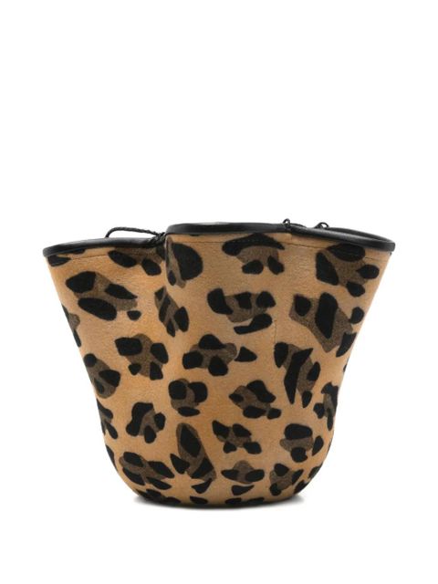Ruslan Baginskiy leopard-print ruffled bucket bag - Brown - zdjęcie produktu nr 2