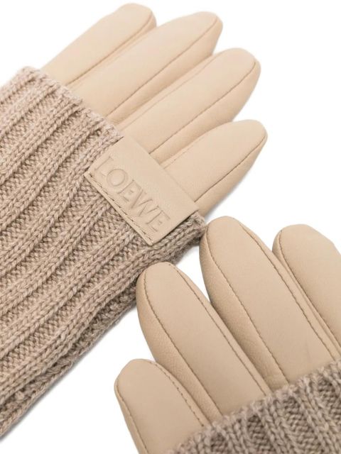 LOEWE ribbed panel gloves - Neutrals