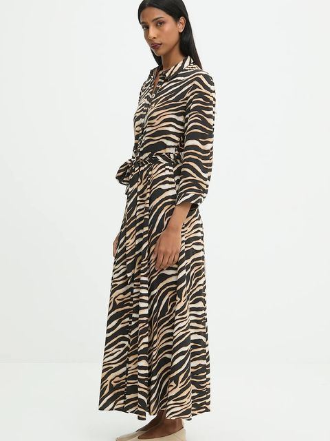 Answear.LAB sukienka kolor brązowy maxi prosta - zdjęcie produktu nr 2