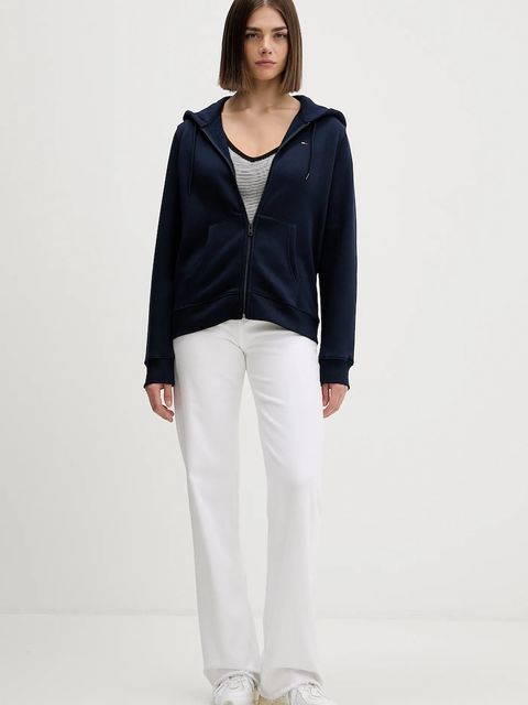 Tommy Jeans bluza damska kolor granatowy z kapturem gładka DW0DW19729