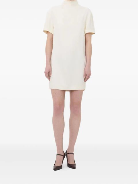 LouLou de Saison Elton mock-neck short-sleeve dress - White