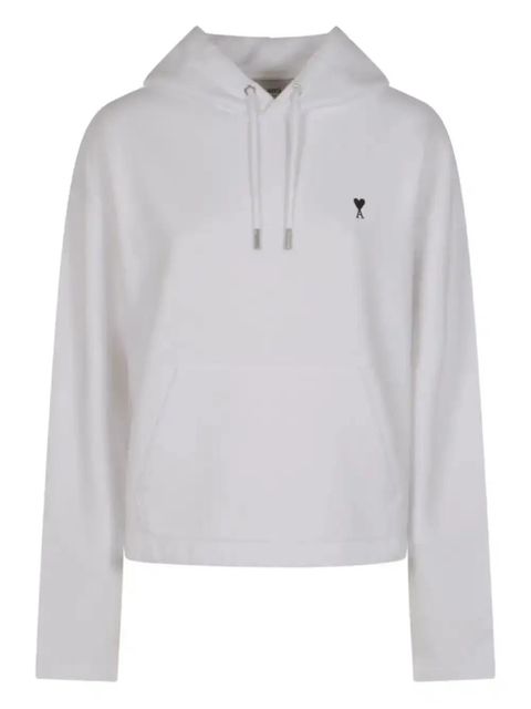 AMI Paris Ami De Coeur contrasted cotton hoodie - White