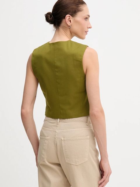 United Colors of Benetton kamizelka kolor zielony jednorzędowa 2YVXDJ011