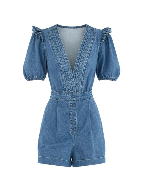 FARM Rio ruffled V-neck playsuit - Blue - zdjęcie produktu nr 1
