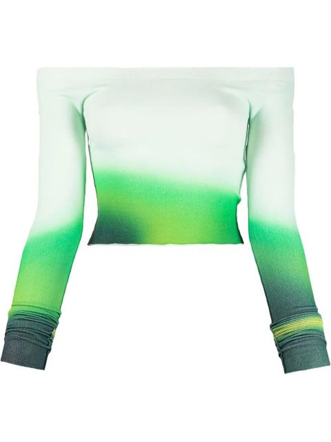 Off-White off-shoulder gradient style top - Green - zdjęcie produktu nr 1