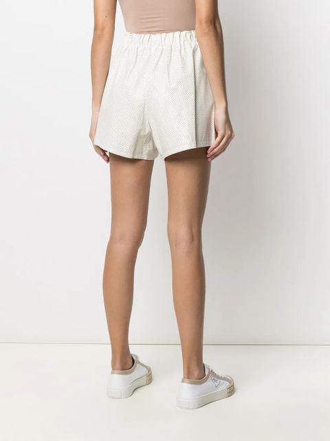Prada high-waisted logo-plaque shorts - White