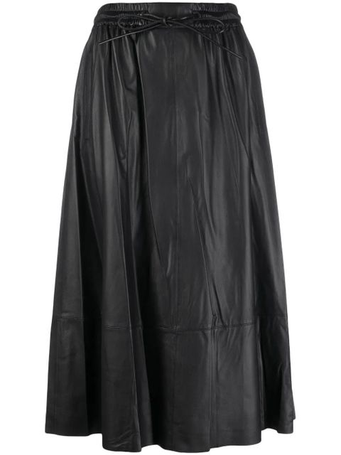 Yves Salomon flared leather midi skirt - Black - zdjęcie produktu nr 1