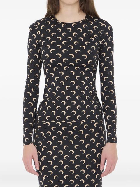 Marine Serre Crescent Moon-print long-sleeve top - Black - zdjęcie produktu nr 1