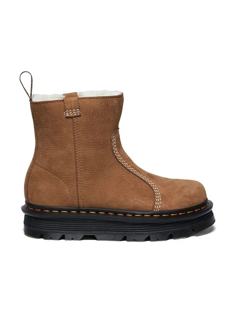 Dr. Martens botki nubukowe ZebZag Rigger Warm Lined damskie kolor brązowy na platformie ocieplone DM42023200 - zdjęcie produktu nr 1