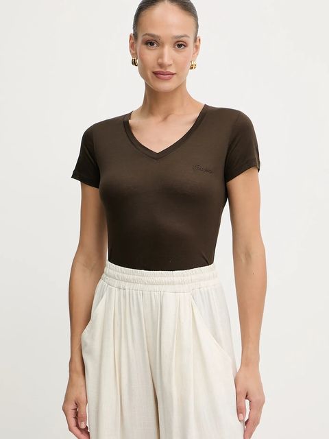 Guess t-shirt damski kolor brązowy W5GP31 KCSX2 - zdjęcie produktu nr 1