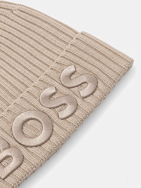 BOSS czapka wełniana kolor beżowy 50497815 - zdjęcie produktu nr 2