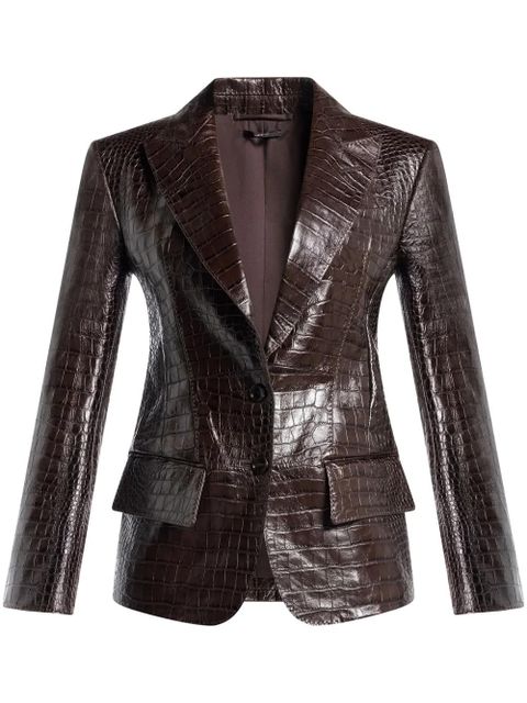 TOM FORD snakeskin-effect leather blazer - Brown - zdjęcie produktu nr 1
