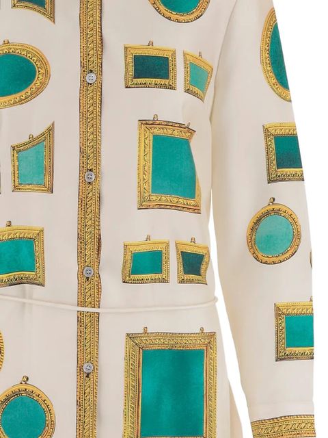 Versace graphic-print button-down mini shirt dress - Neutrals - zdjęcie produktu nr 2