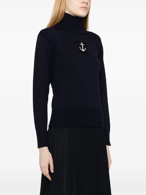 Jil Sander logo-patch high-neck jumper - Blue
