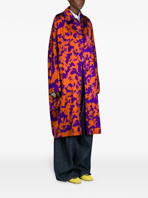DRIES VAN NOTEN floral satin coat - Orange