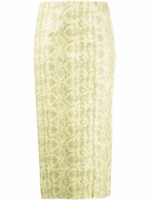 ROTATE BIRGER CHRISTENSEN snakeskin-print skirt - Yellow - zdjęcie produktu nr 1