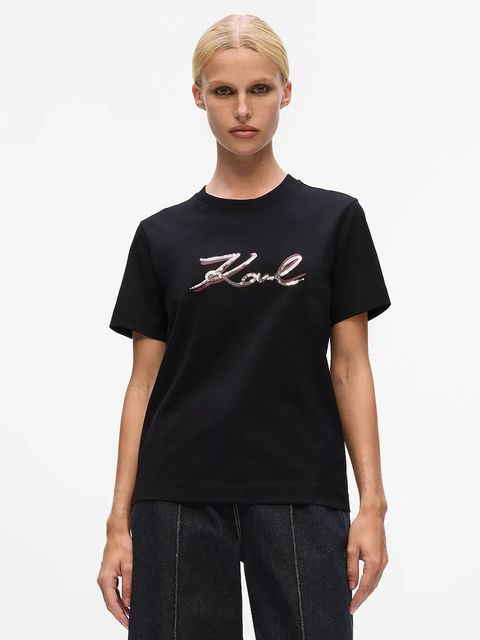 Karl Lagerfeld t-shirt bawełniany damski kolor czarny A4W17052 - zdjęcie produktu nr 1