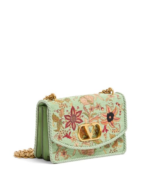 Valentino Garavani floral-embroidered shoulder bag - Green