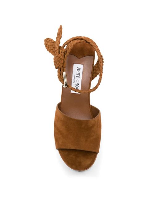Jimmy Choo suede wedge-heel sandals - Brown