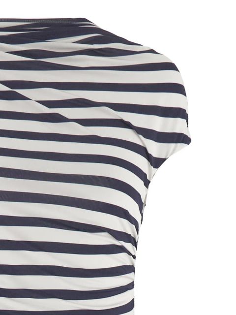 Self-Portrait striped draped maxi dress - White