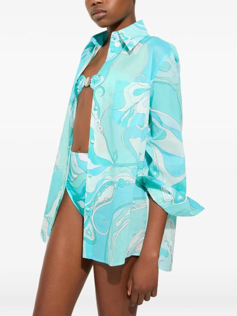 PUCCI Orchidee-print cotton shirt - Blue