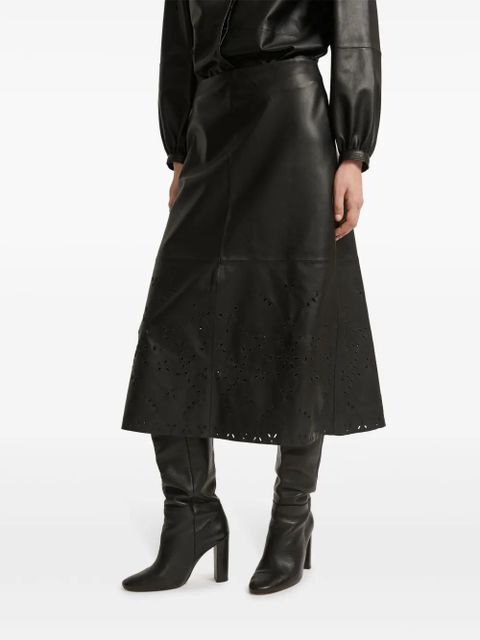 Yves Salomon leather midi skirt - Black