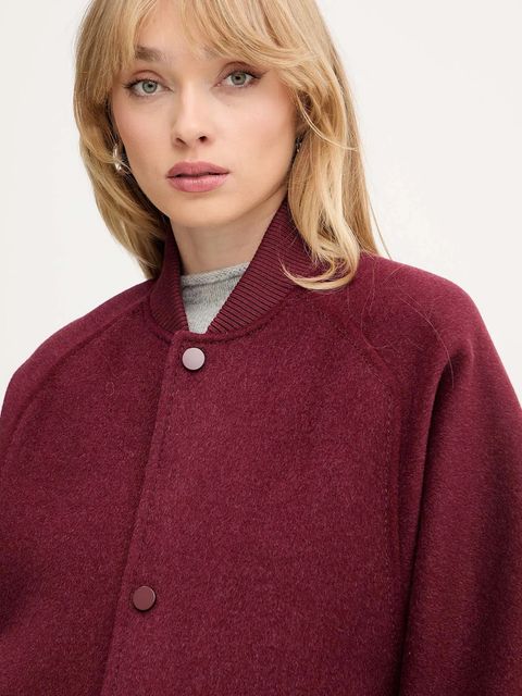 MAX&Co. kurtka wełniana kolor bordowy przejściowa oversize 2526086013200