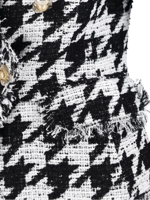 Balmain houndstooth-pattern fringed blazer - White