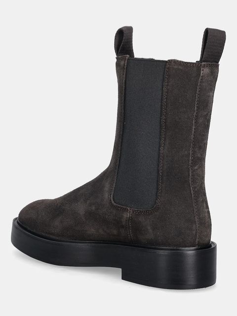 Calvin Klein sztyblety zamszowe CONVAVE WELT CHESEA SUEDE damskie kolor brązowy na płaskim obcasie YW0YW01969