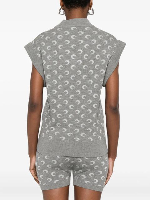 Marine Serre moon-jacquard V-neck vest - Grey
