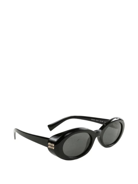 Miu Miu Eyewear logo-plaque oval-frame sunglasses - Black - zdjęcie produktu nr 2