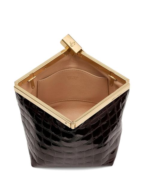 Jimmy Choo Ganache crocodile-effect chain clutch bag - Brown